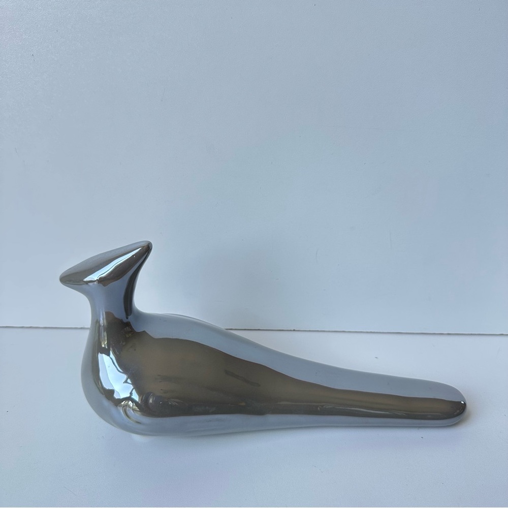 Firefly Home Collection Antique Jaru Art Pottery bird sculpture silver color OS